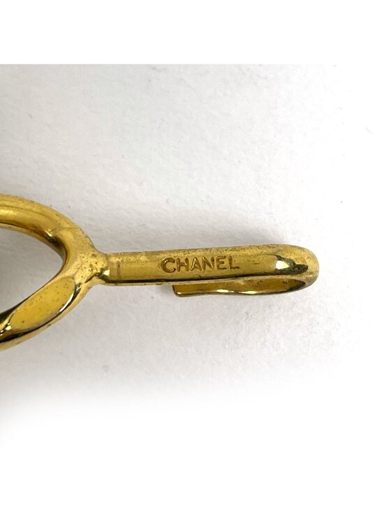Chanel CC Logo Chain Belt Leather Gold Black main image 4